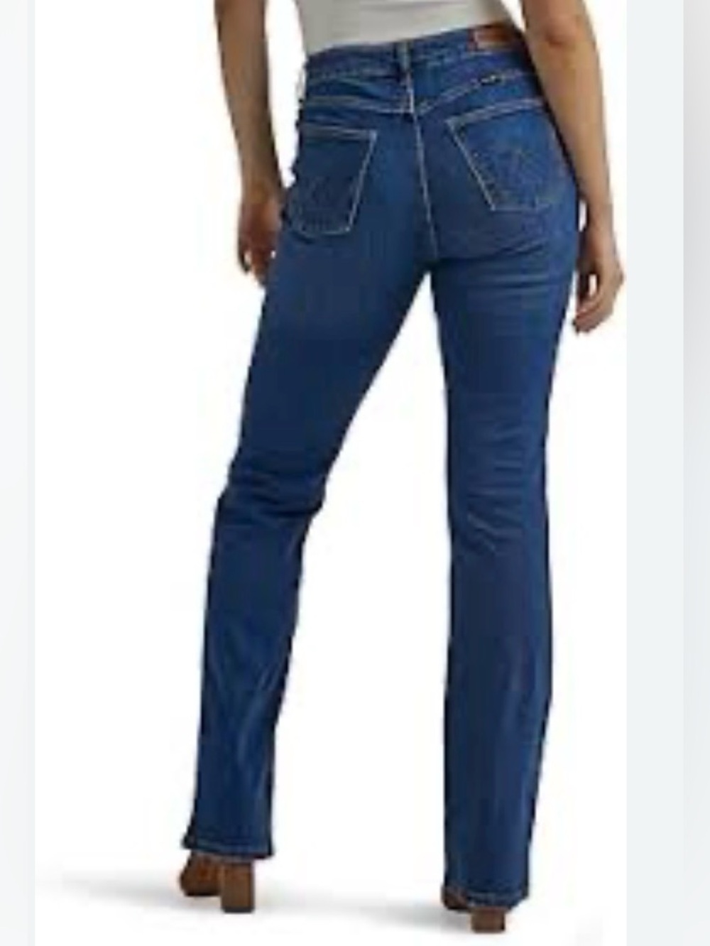 Wrangler High Rise Bold Boot Cut Jeans size 16 Medium Blue Distressed Western